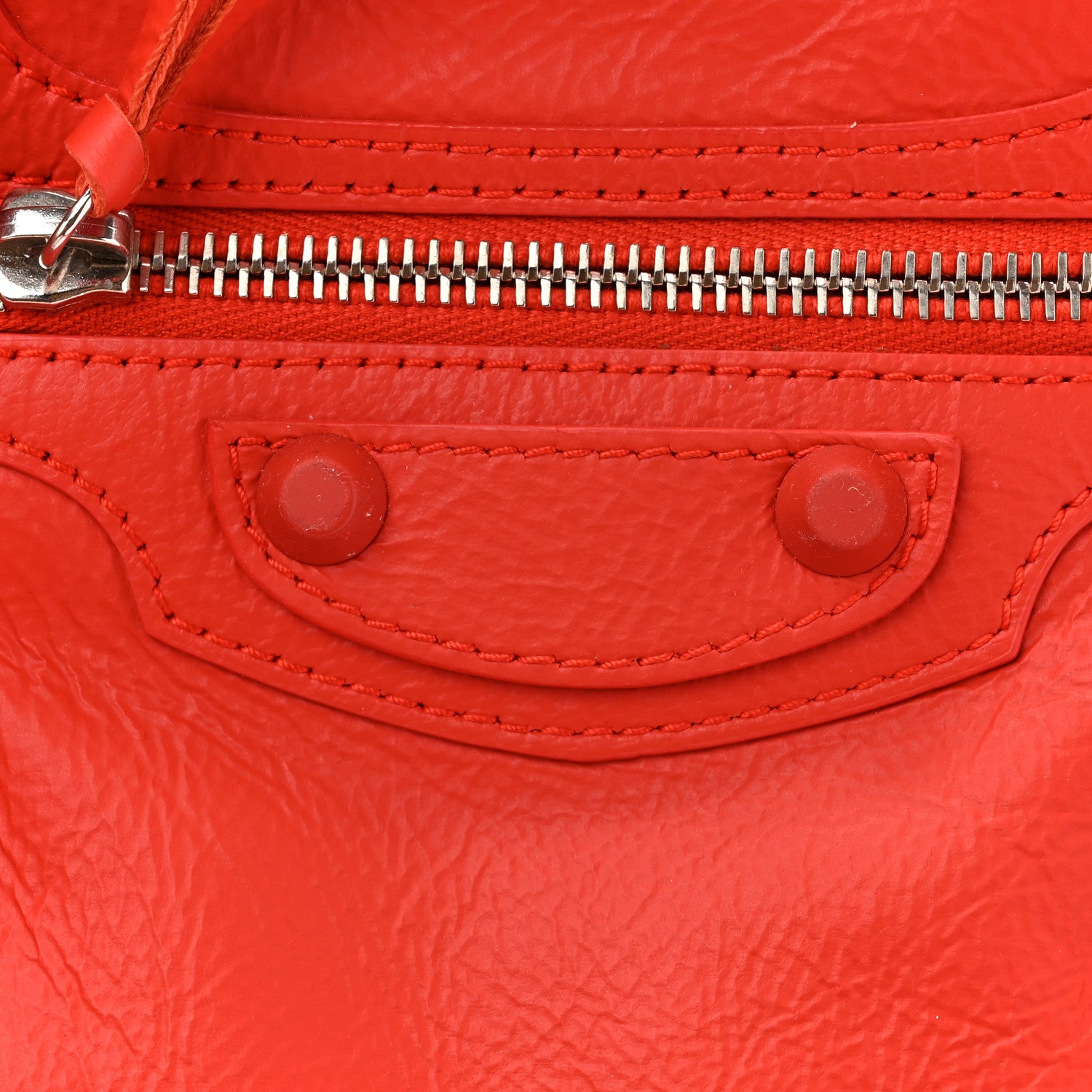 Balenciaga Matte Goatskin Rubber Covered Classic Hardware Mini City Rouge Coquelicot Rouge Braise 8 of 12