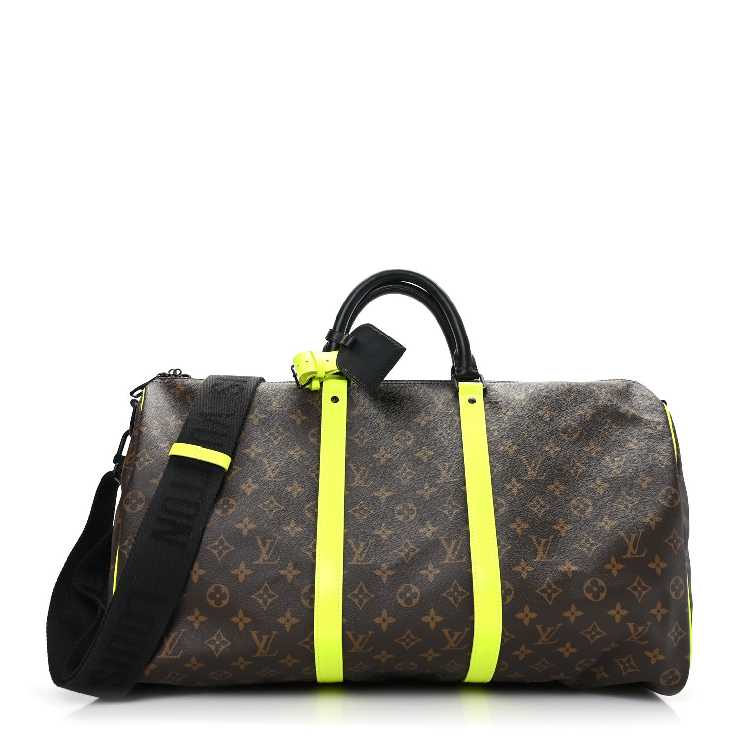 Louis Vuitton Monogram Macassar Keepall Bandouliere 50 Florescent Yellow 1 of 9