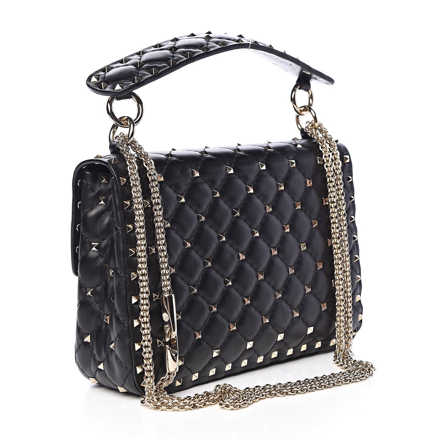 Valentino Garavani Lambskin Medium Rockstud Spike Shoulder Bag Black 3 of 10