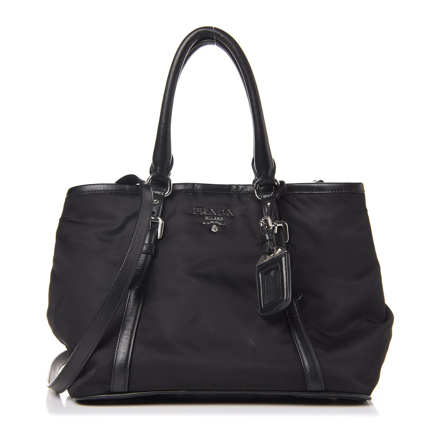 Tessuto Nylon Soft Calf Tote Nero Black