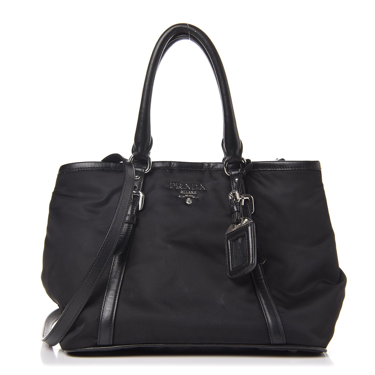 Prada Tessuto Nylon Soft Calf Tote Nero Black 1 of 10