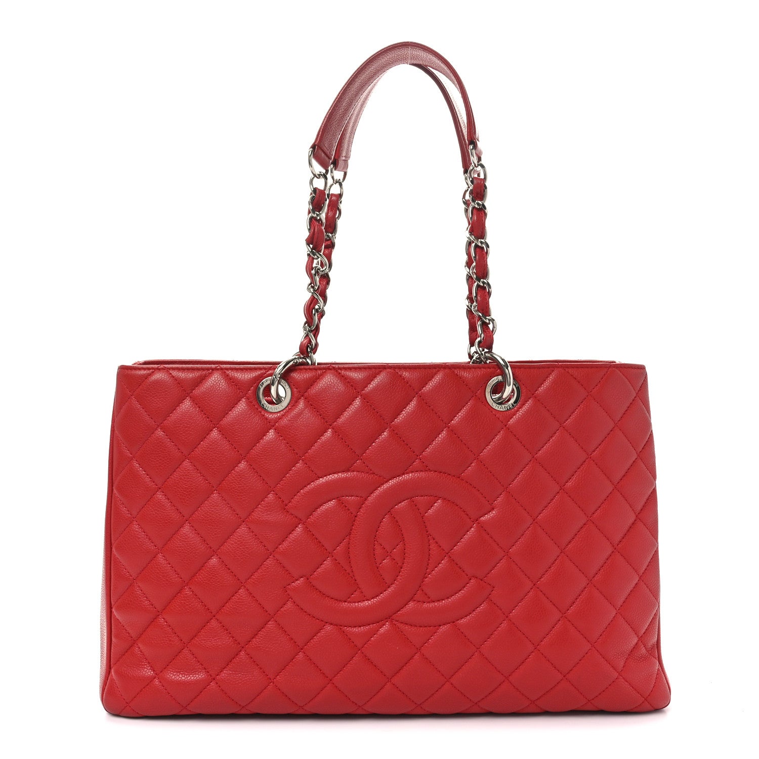 Chanel Caviar Quilted XL Grand Shopping Tote GST Red 1 of 10
