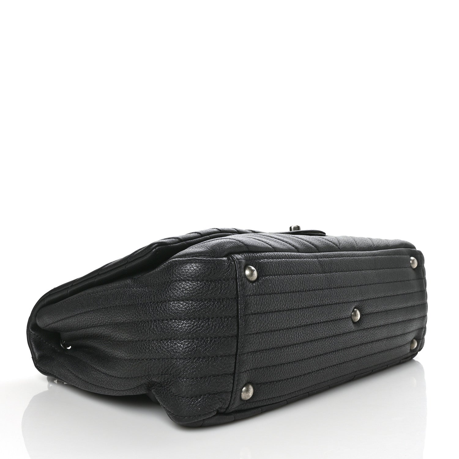Chanel Calfskin Chevron Quilted XXL Travel Flap Bag Black 4 of 11
