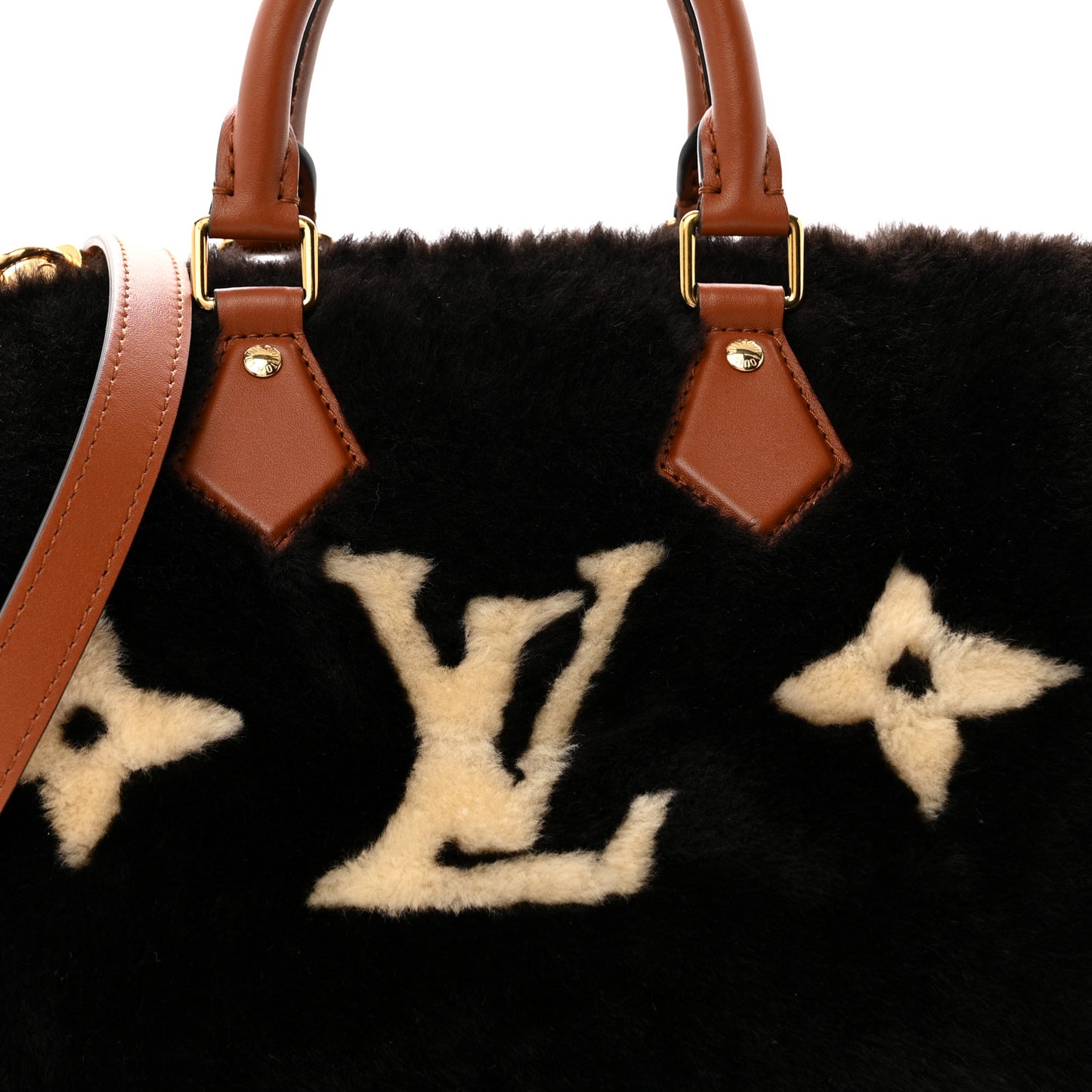 Shearling Monogram LV Ski Cozygram Speedy Bandouliere 25 Chocolate Cream