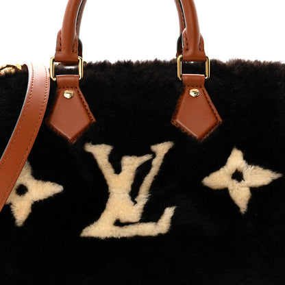 Louis Vuitton Shearling Monogram LV Ski Cozygram Speedy Bandouliere 25 Chocolate Cream 7 of 14