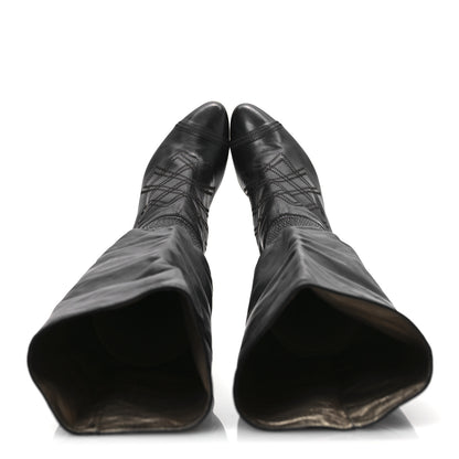 Chanel Calfskin Gathered Stitched High Boots 39.5 Black 2 of 12