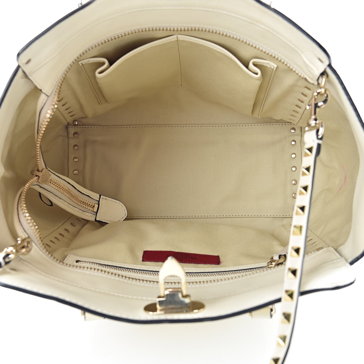Valentino Garavani Vitello Rockstud Double Handle Tote Ivory 5 of 14