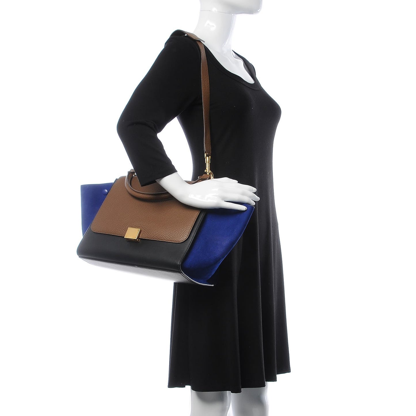 Bullhide Calfskin Nubuck Medium Tri-color Trapeze Coffee