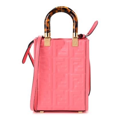 Fendi Vitello Plexiglass FF Embossed Mini Fendi Sunshine Shopper Tote Pink Dalia 1 of 11
