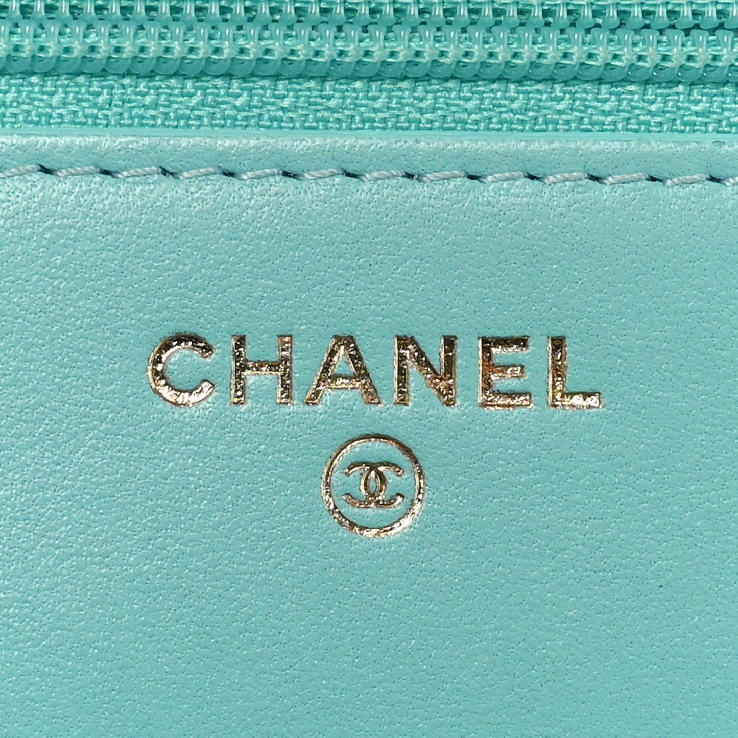 Lambskin Quilted Trendy CC Wallet On Chain WOC Turquoise