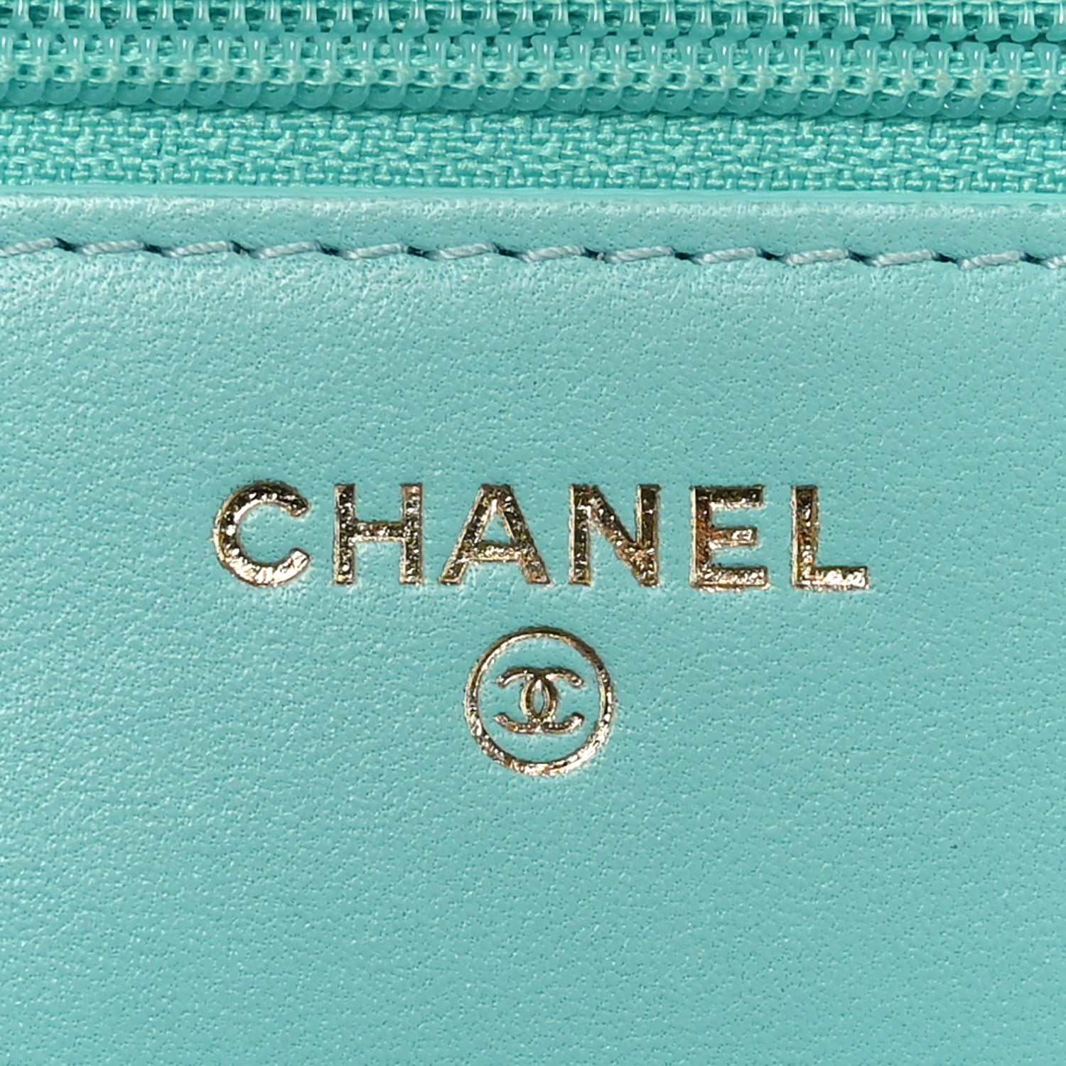 Chanel Lambskin Quilted Trendy CC Wallet On Chain WOC Turquoise 6 of 10