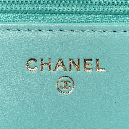 Chanel Lambskin Quilted Trendy CC Wallet On Chain WOC Turquoise 6 of 10