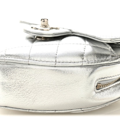 Chanel Metallic Lambskin Quilted CC In Love Heart Clutch With Chain Silver 10 of 10