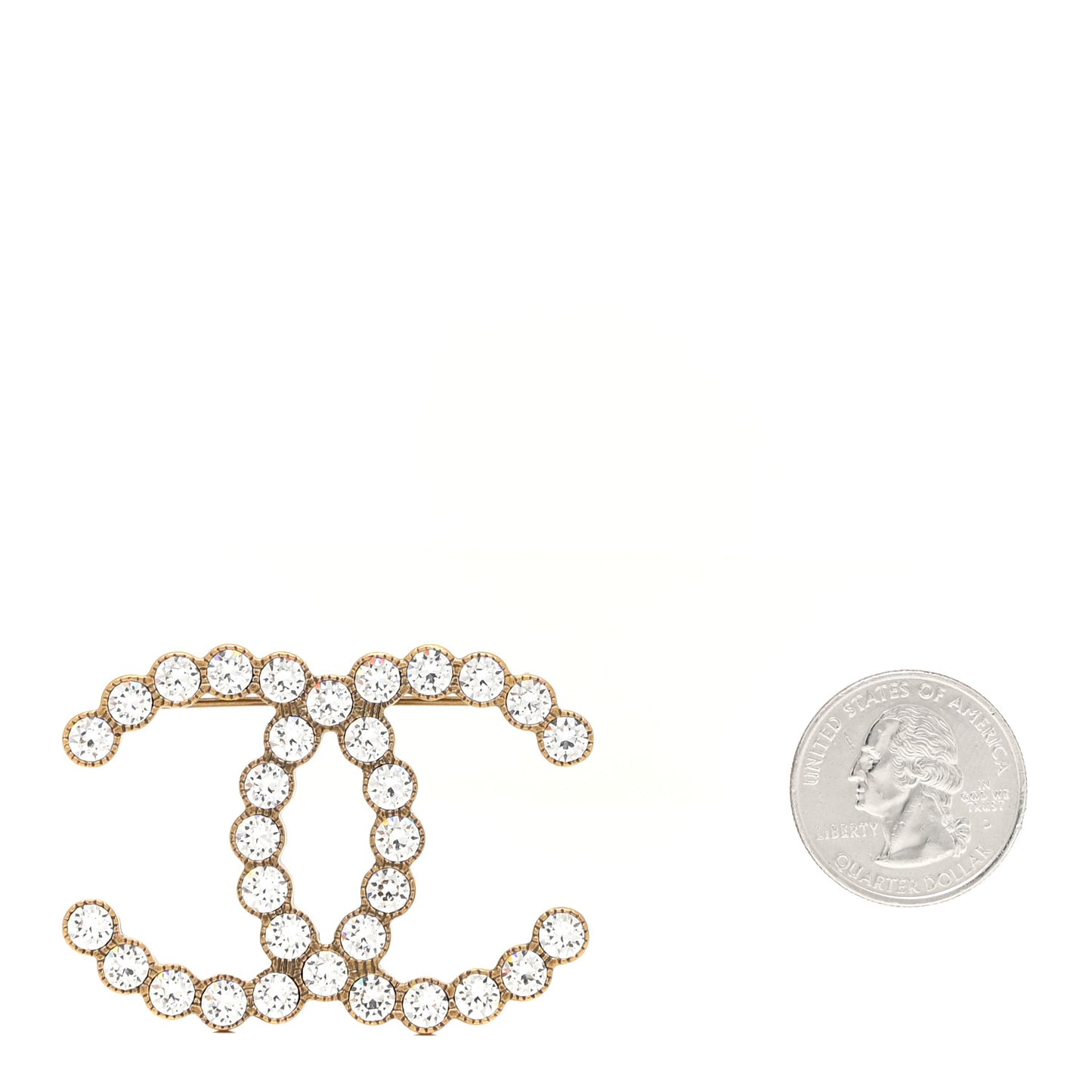 Crystal CC Brooch Light Gold