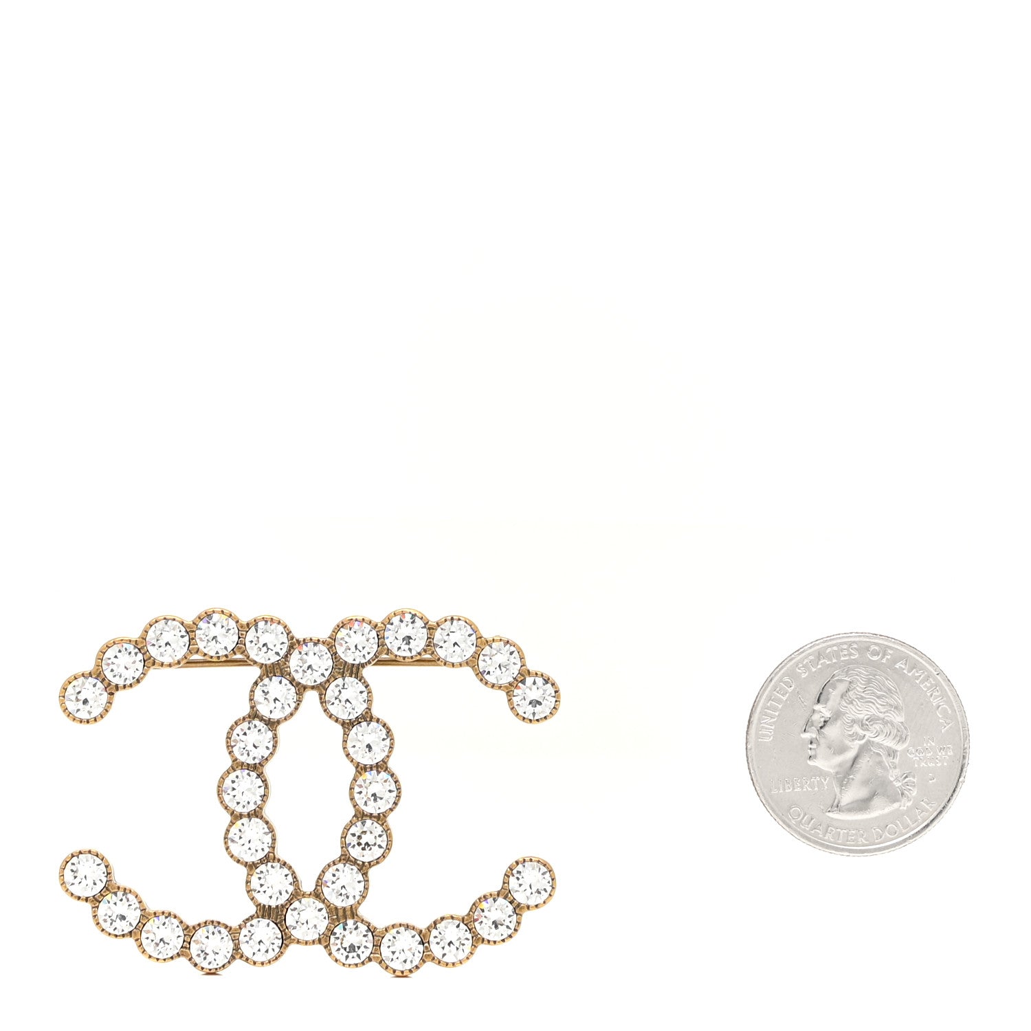 Chanel Crystal CC Brooch Light Gold 2 of 6