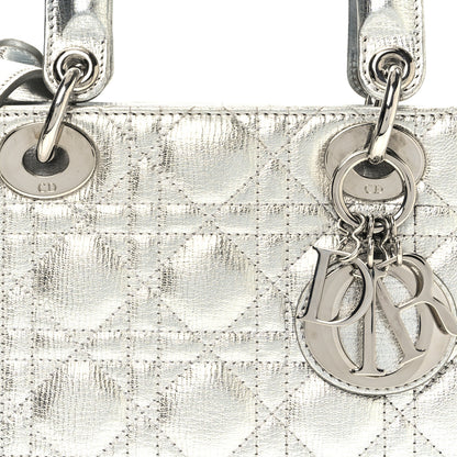 Christian Dior Metallic Grained Calfskin Cannage Small Lucky Badges My Lady Dior Silver 8 of 11