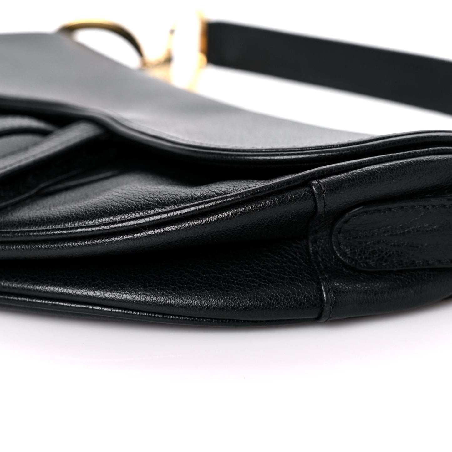 Shiny Goatskin Saddle Bag Black