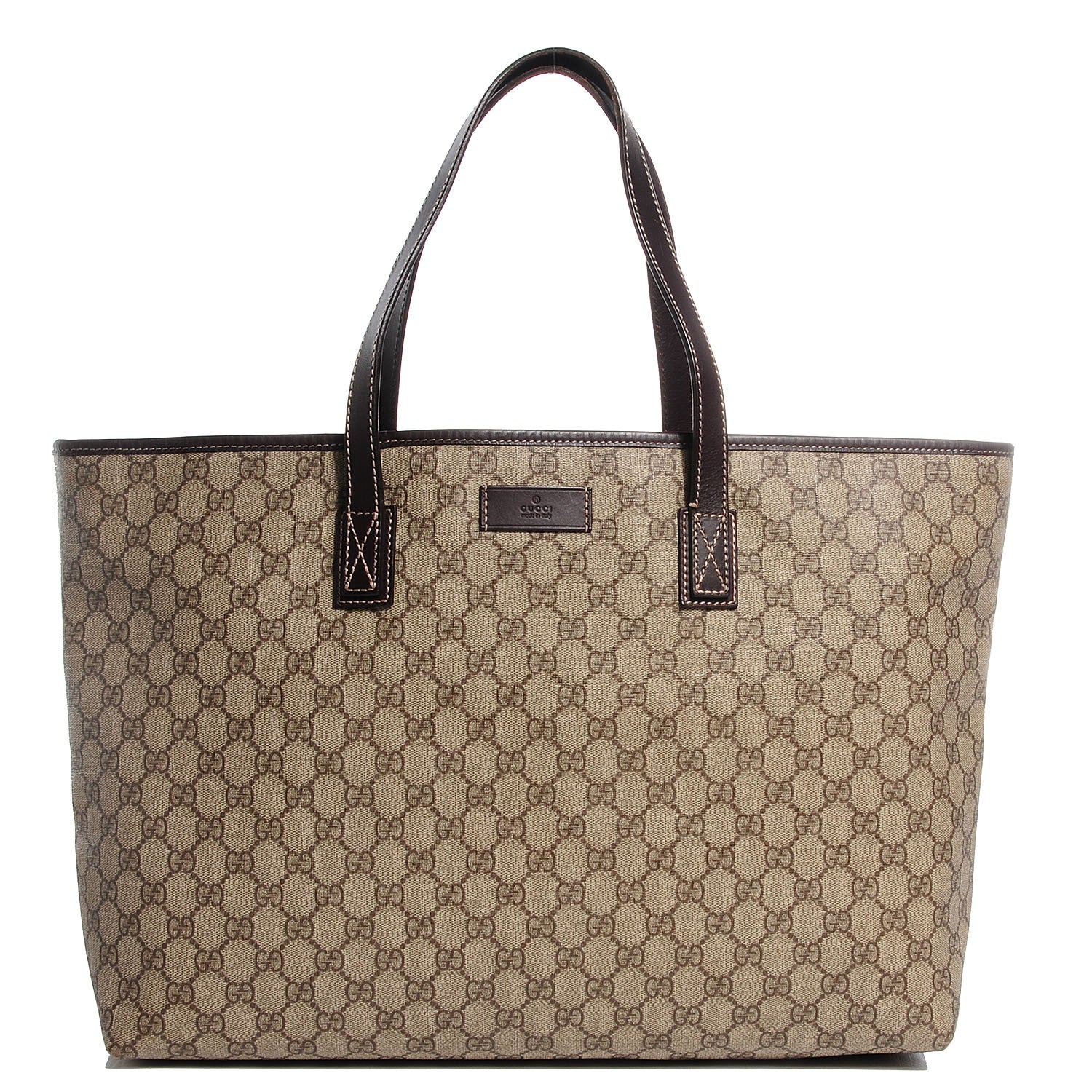 Gucci GG Supreme Monogram Large Zippered Shopping Tote Dark Brown 1 of 7