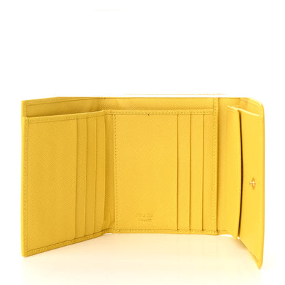 Prada Saffiano Metal Tri-Fold Wallet Girasole 5 of 8