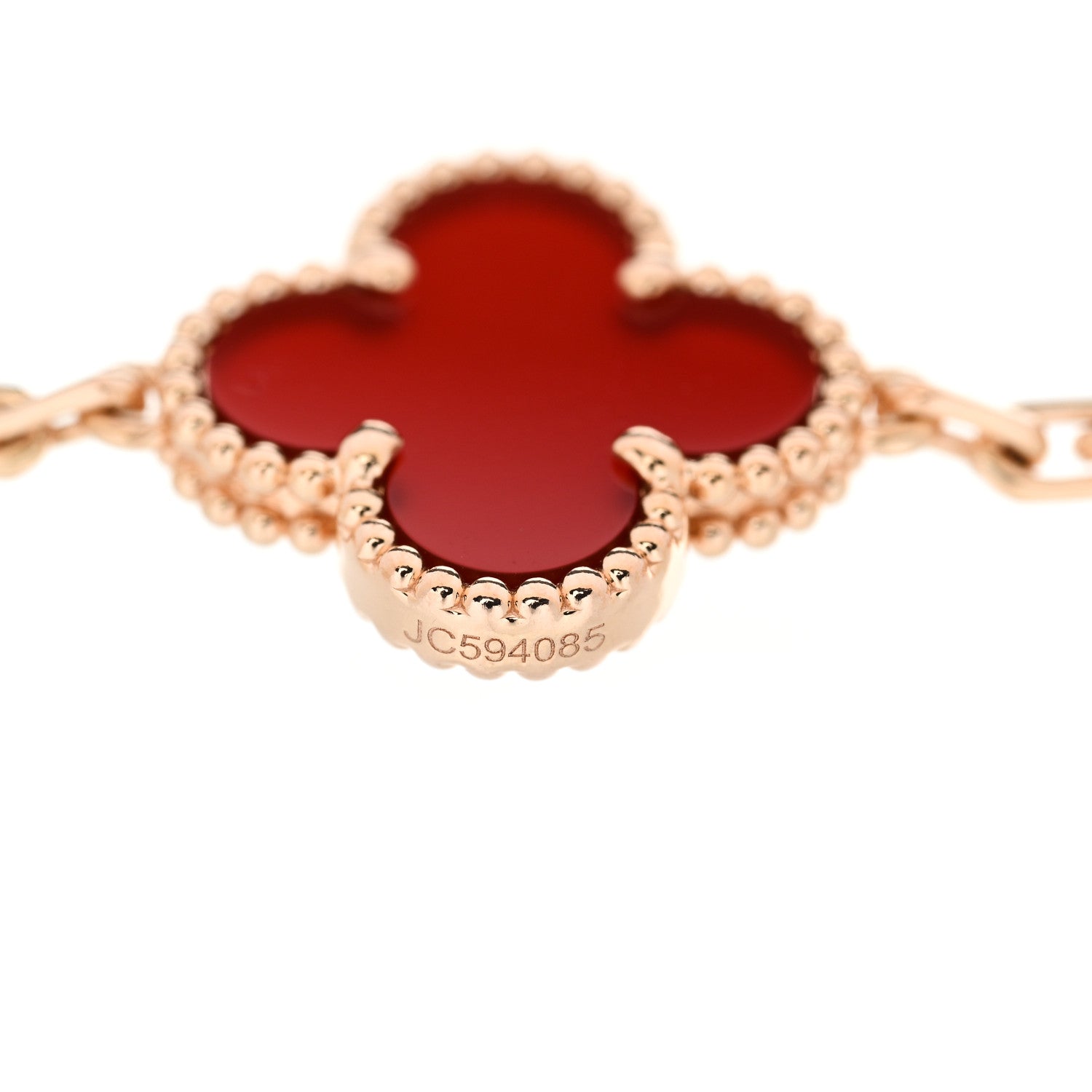 Van Cleef & Arpels 18K Rose Gold Carnelian 5 Motifs Guilloche Vintage Alhambra Bracelet 3 of 5