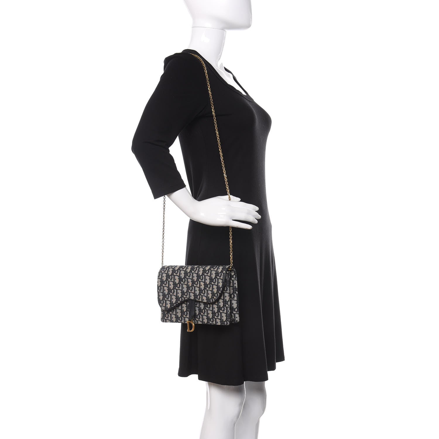 Christian Dior Oblique Saddle Chain Pouch Blue 2 of 10