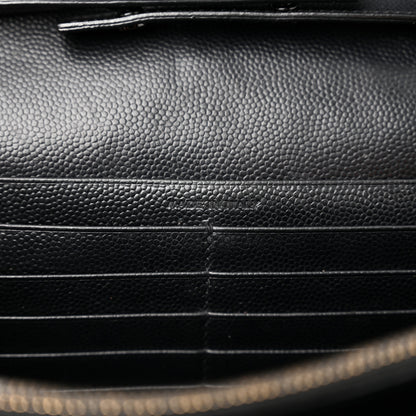 Saint Laurent Grain De Poudre Matelasse Chevron Monogram Monochrome Chain Wallet Black 7 of 13