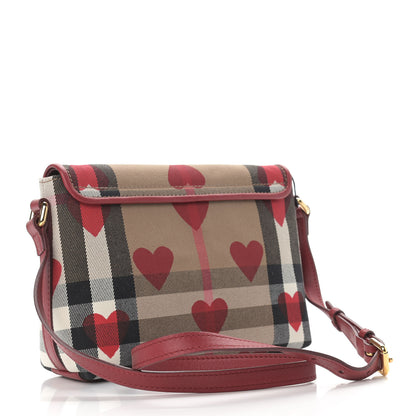 Burberry Horseferry Check Heart Print Crossbody Flap Parade Red 3 of 9