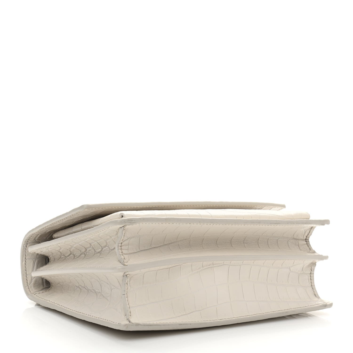 Saint Laurent Calfskin Crocodile Embossed Medium Monogram Sunset Blanc Vintage 4 of 11
