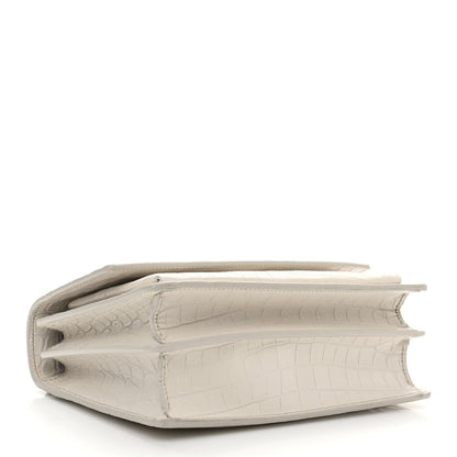 Saint Laurent Calfskin Crocodile Embossed Medium Monogram Sunset Blanc Vintage 4 of 11