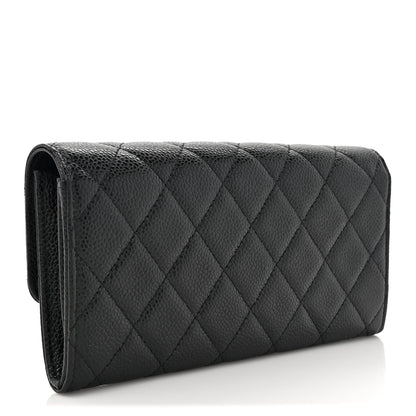 Chanel Caviar Quilted Large Gusset Flap Wallet Black 3 of 9