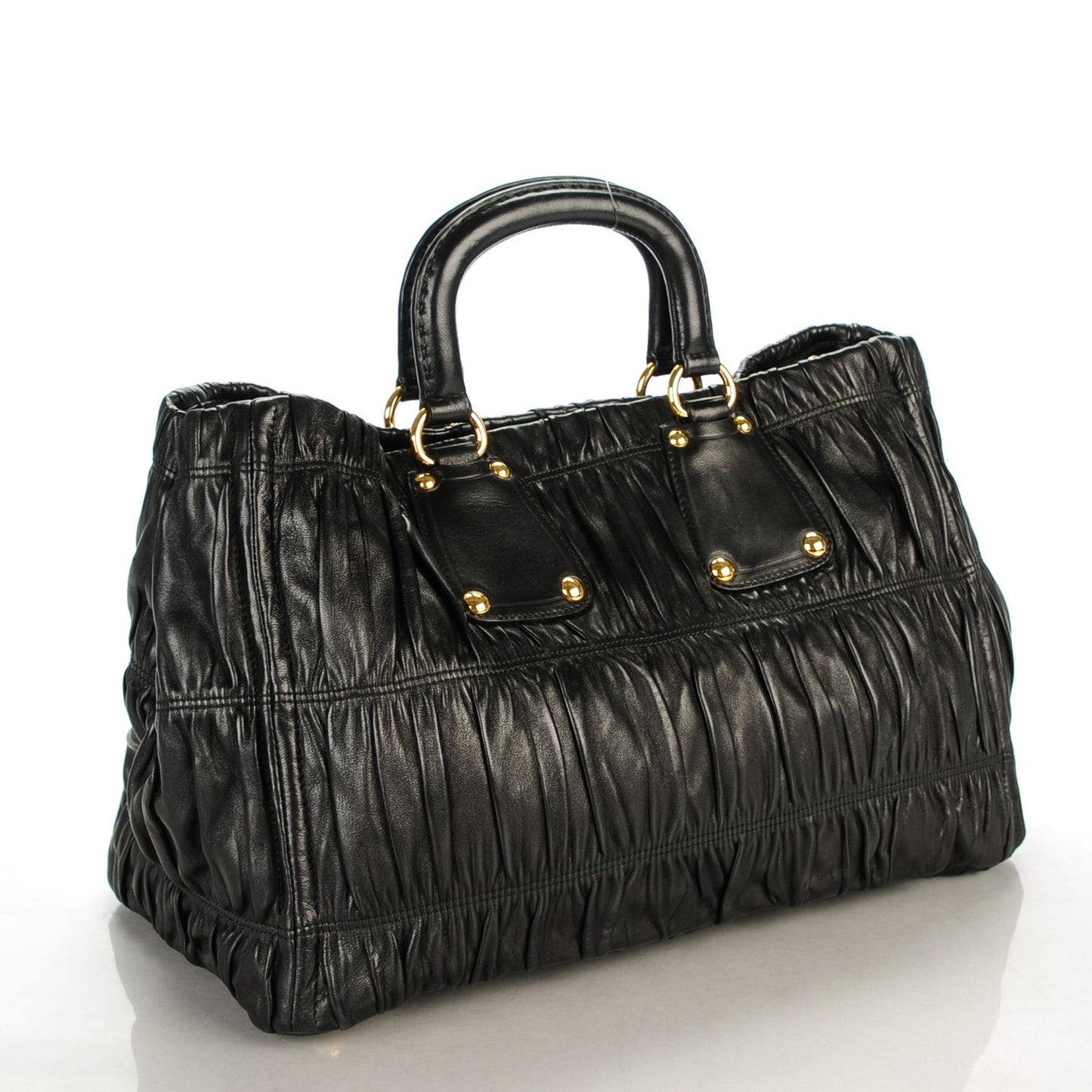 Nappa Gaufre Top Handle Tote Black