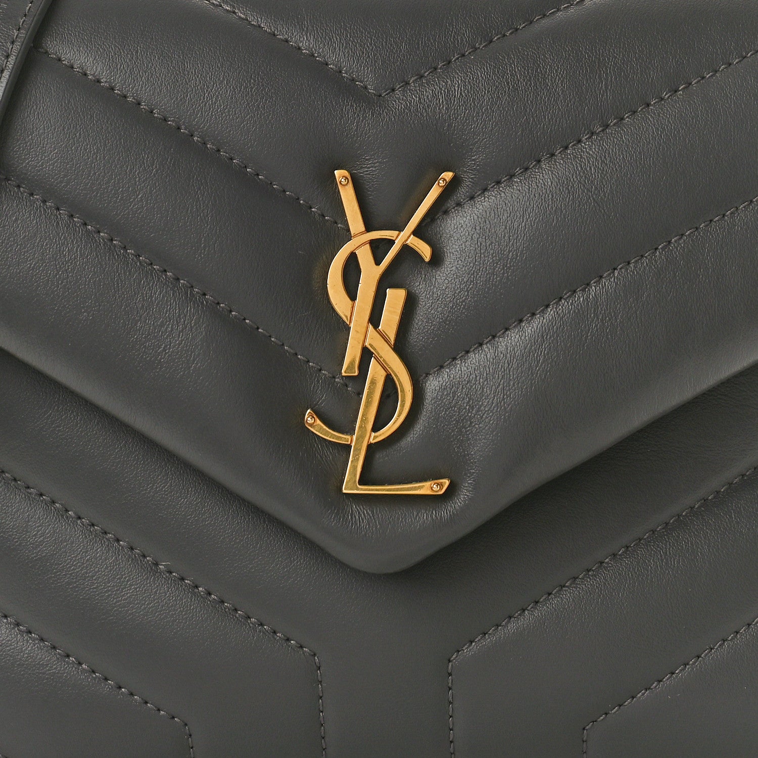 Saint Laurent Calfskin Y Quilted Monogram Small Loulou Chain Satchel Storm 9 of 11