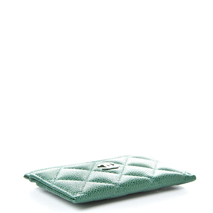 Chanel Metallic Caviar Quilted Card Holder Green 4 of 9