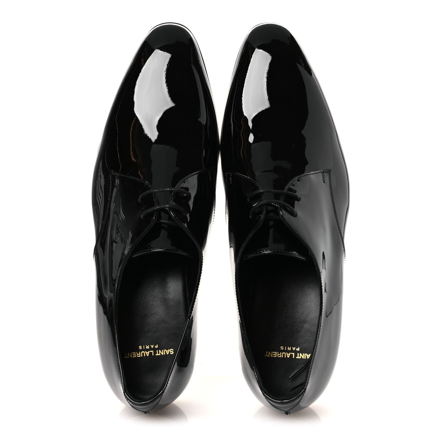 Patent Calfskin Mens Wyatt Derby Lace Up Shoes 44.5 Black