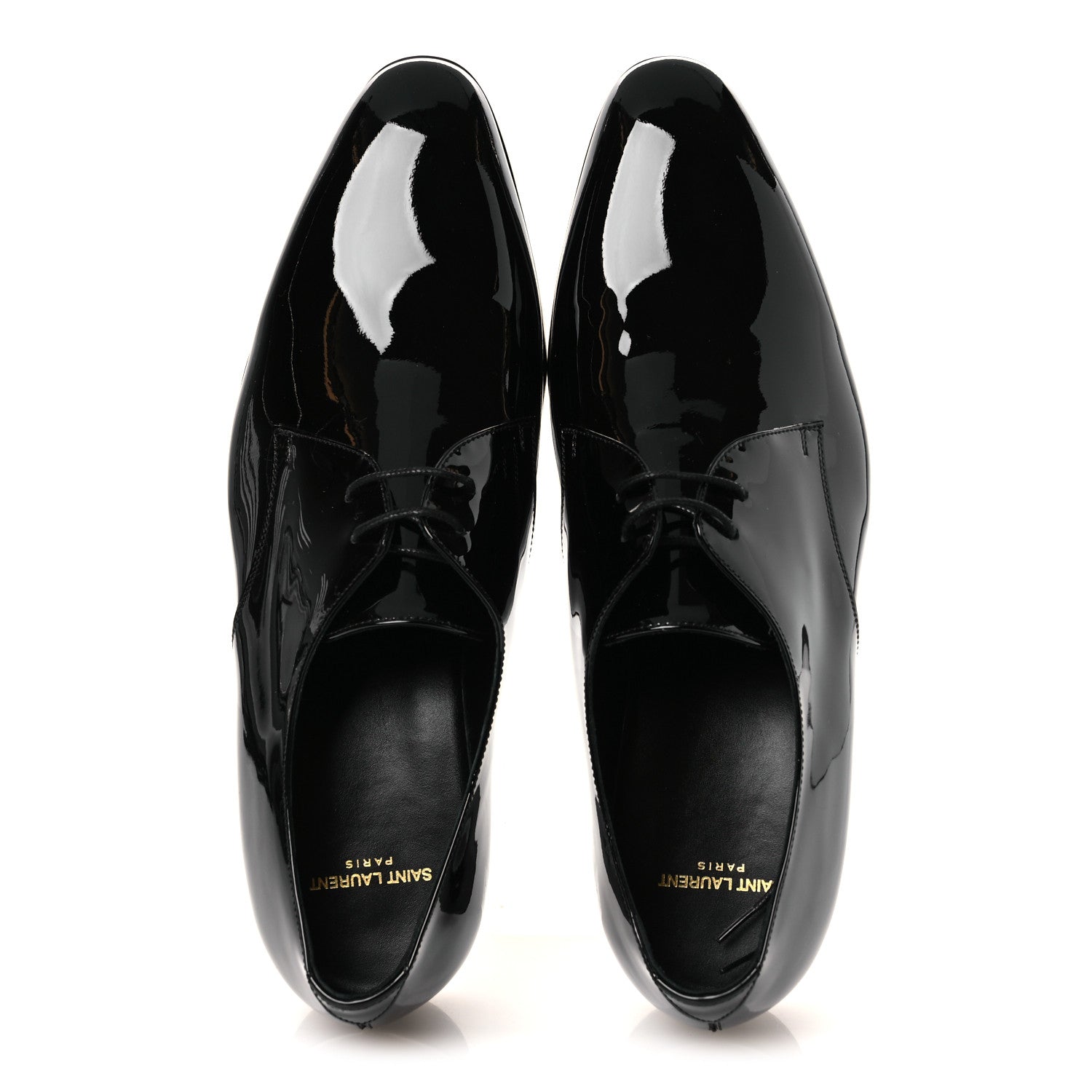Saint Laurent Patent Calfskin Mens Wyatt Derby Lace Up Shoes 44.5 Black 2 of 11