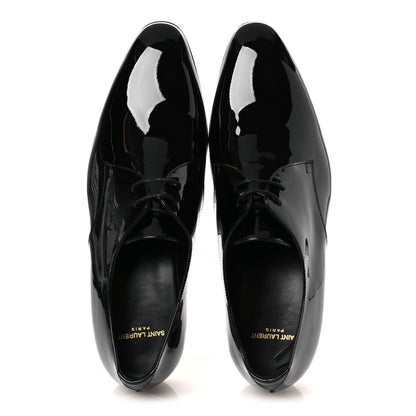 Saint Laurent Patent Calfskin Mens Wyatt Derby Lace Up Shoes 44.5 Black 2 of 11