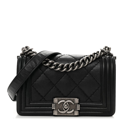 Chanel Calfskin Double Stitch Small Boy Flap Black 1 of 16