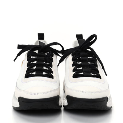 Chanel Velvet Calfskin Mixed Fibers CC Sneakers 38.5 Ivory Black 2 of 11