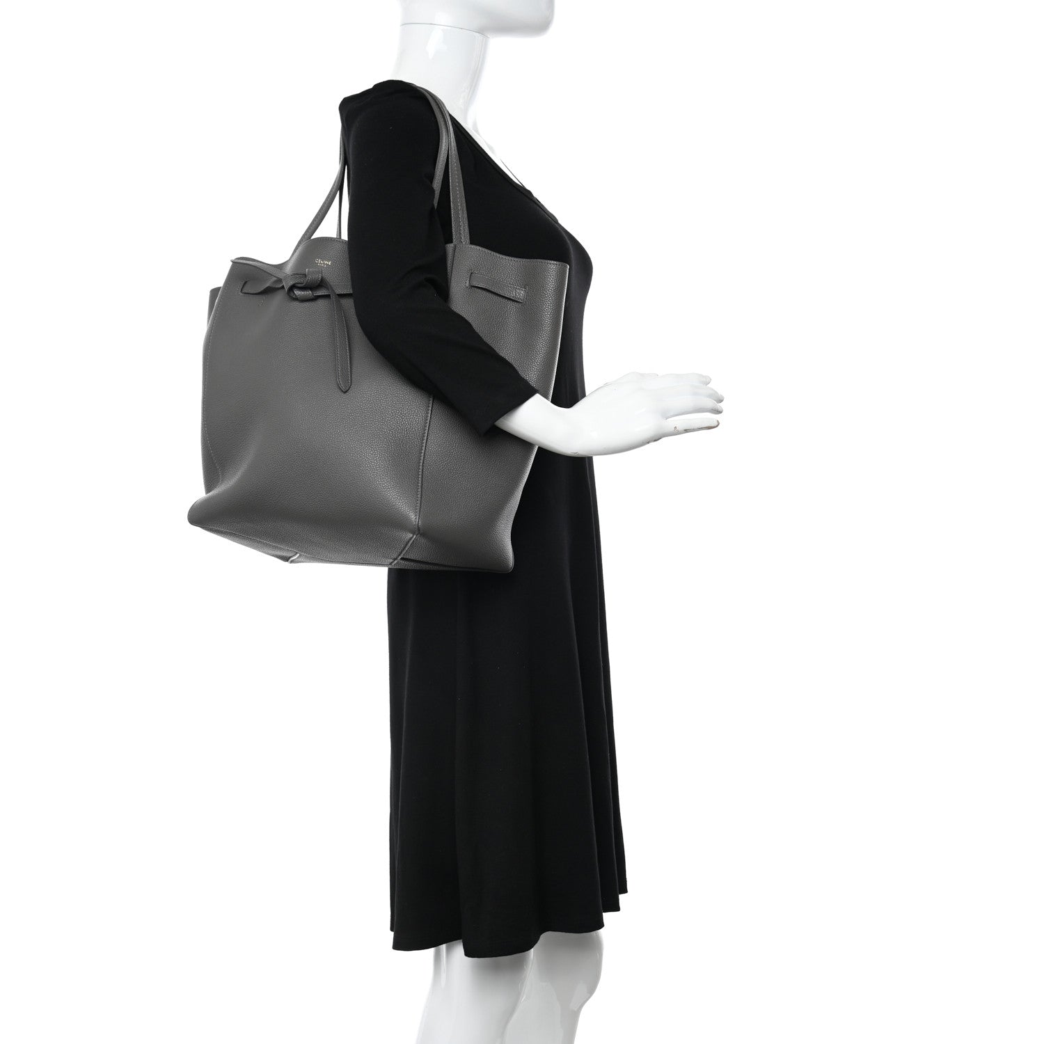 Celine Soft Grained Calfskin Small Belt Cabas Phantom Grey 2 of 8