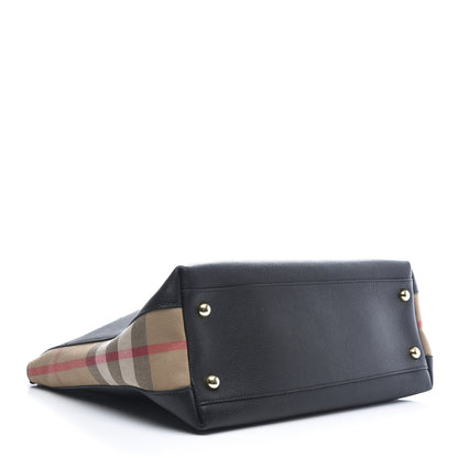 Burberry Derby Calfskin House Check Medium Welburn Tote Black 4 of 10