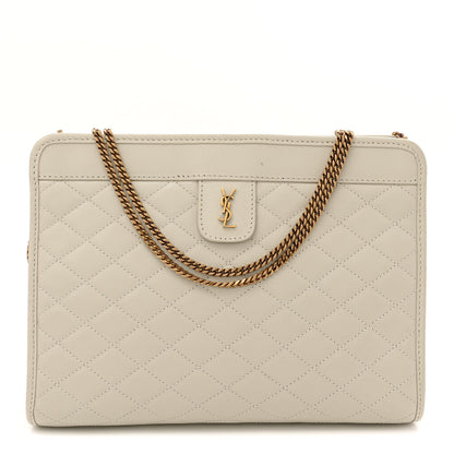 Saint Laurent Lambskin Quilted Monogram Baby Victoire Chain Clutch Blanc Vintage 1 of 12