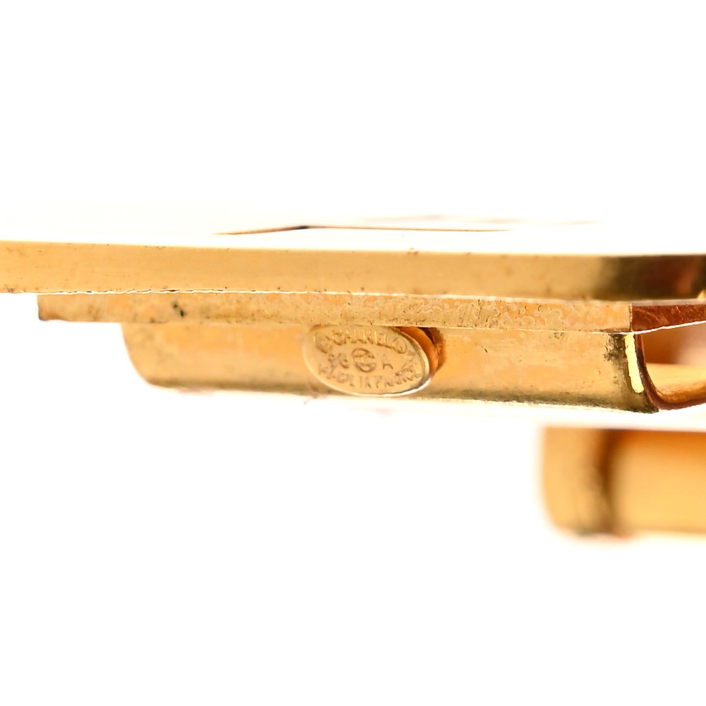 Lambskin Chain Logo Belt Black Gold