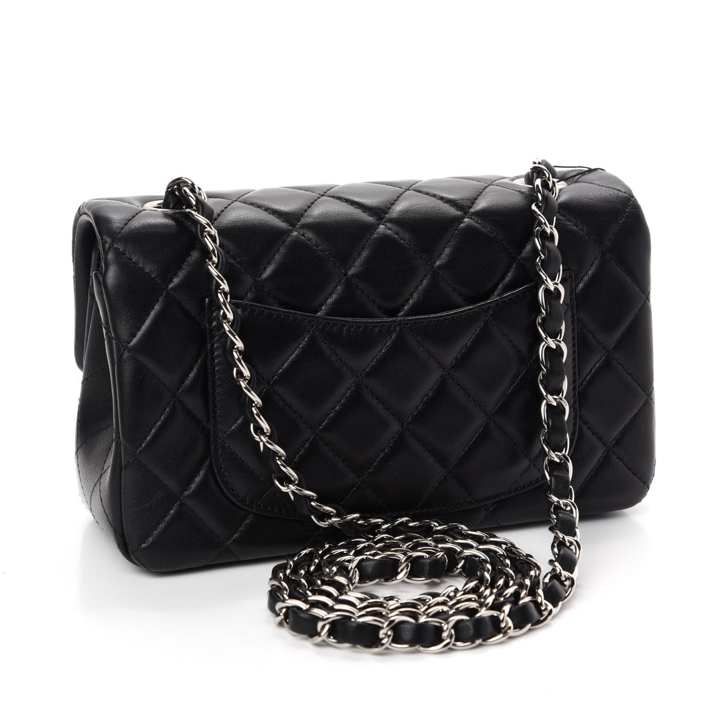 Lambskin Quilted Mini Rectangular Flap Black
