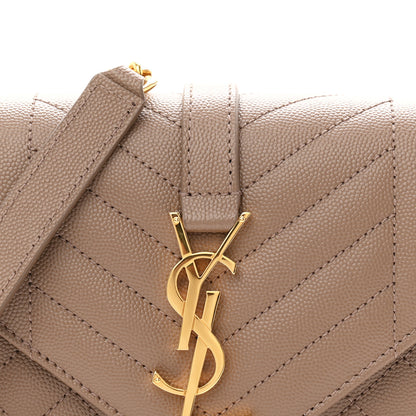 Saint Laurent Grain De Poudre Textured Mixed Matelasse Triquilt Small Monogram Satchel Taupe 7 of 10