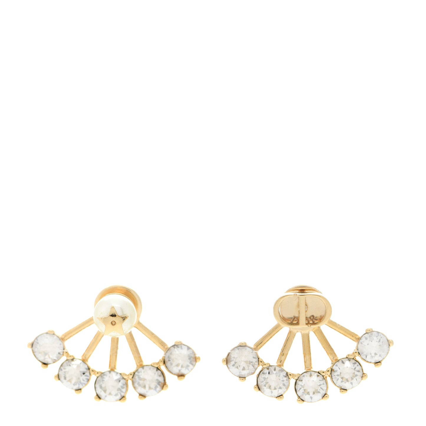 Crystal Pearl Petite CD Earrings Gold