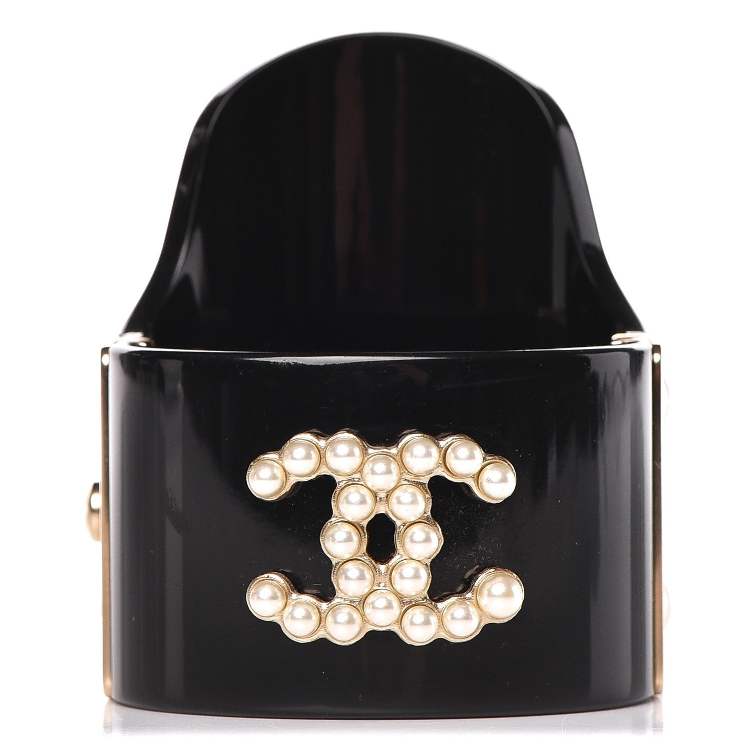 Chanel Resin Pearl CC Cuff Black 1 of 5