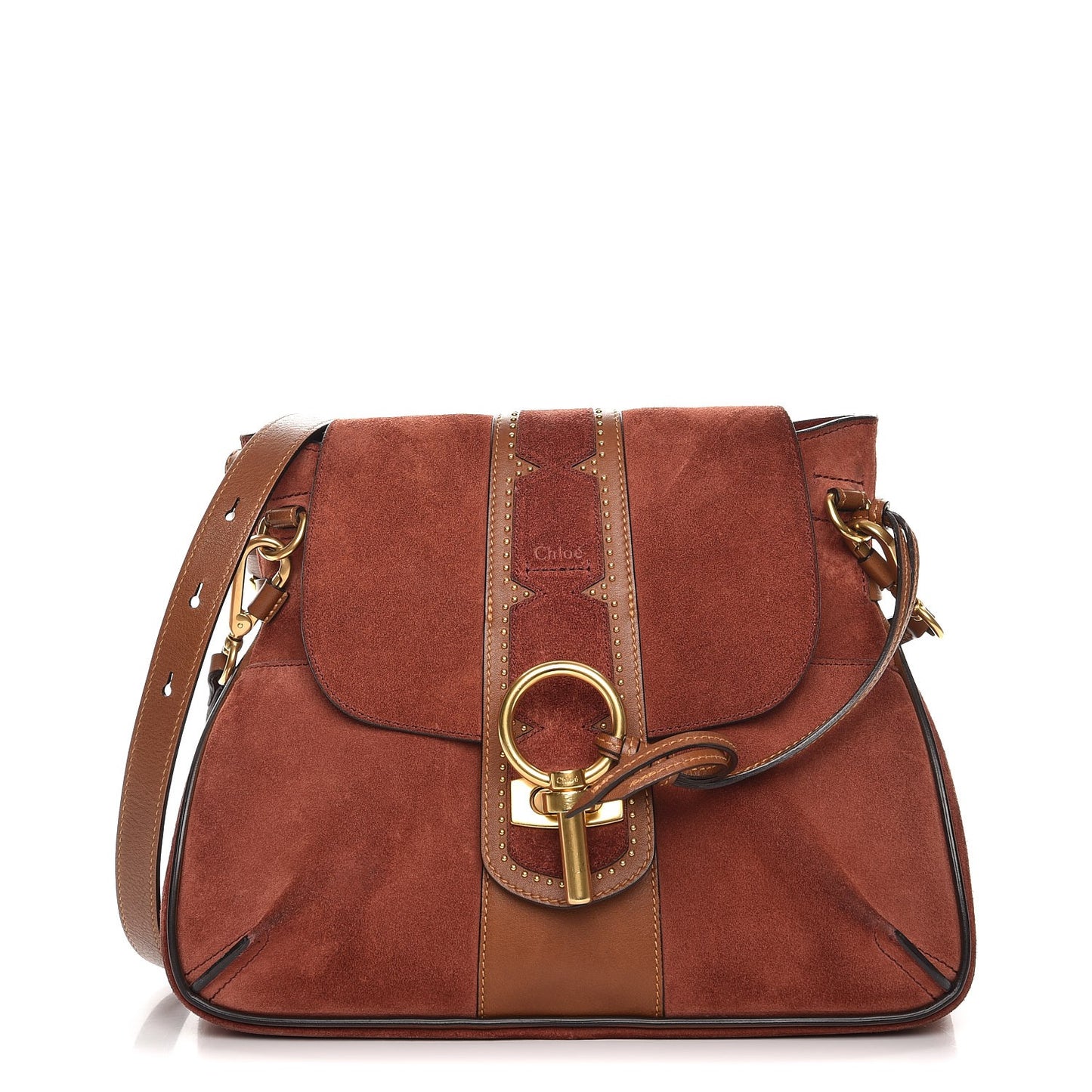 Suede Studded Small Lexa Shoulder Bag Saffron Red