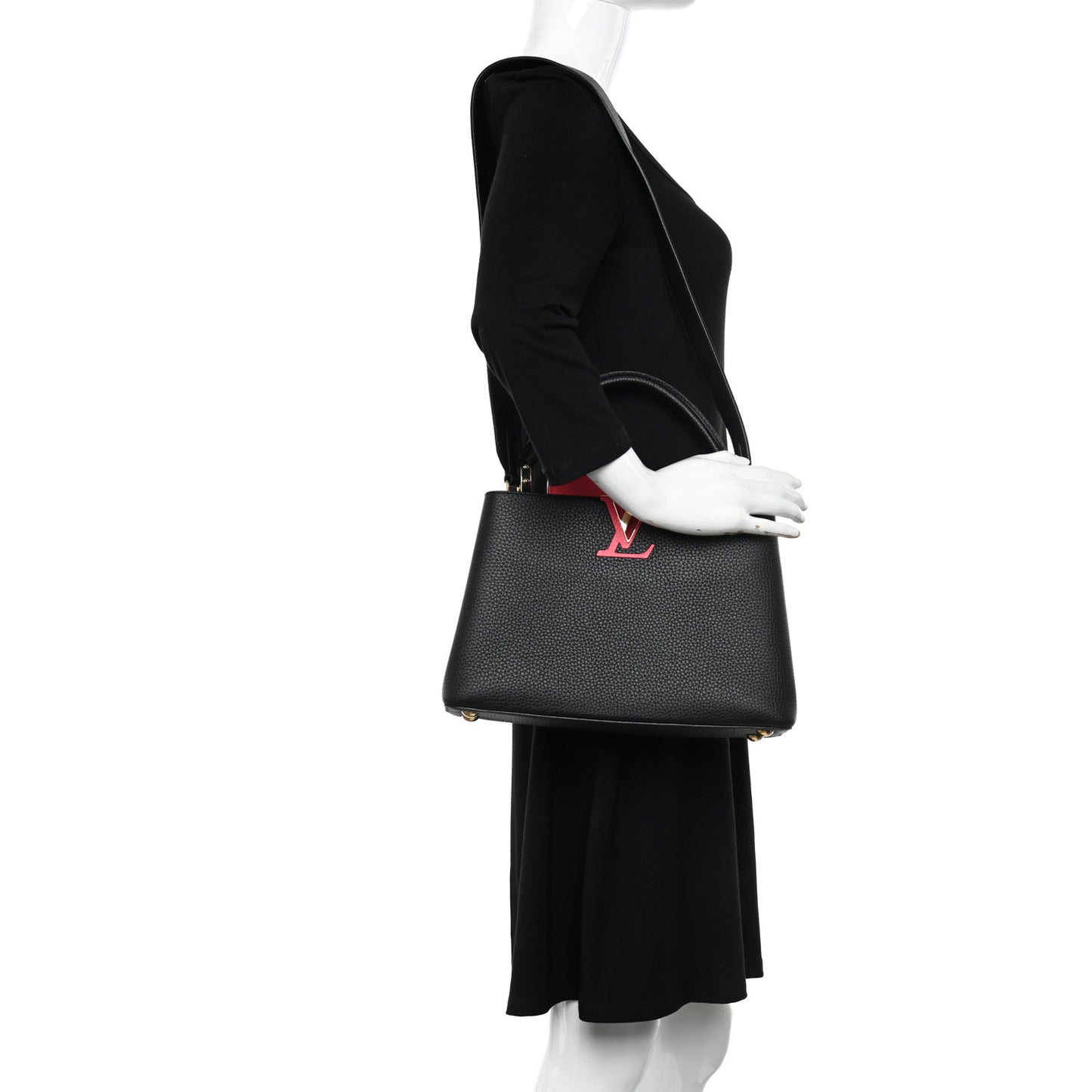 Taurillon Capucines MM Black Rose Berlingot