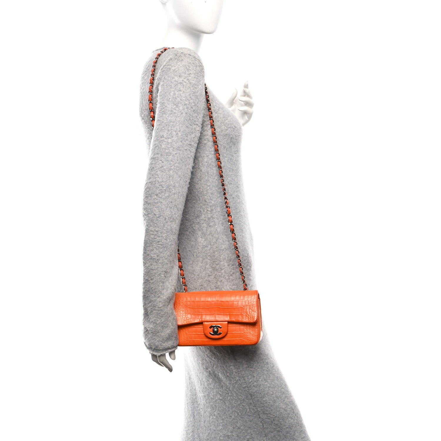 Chanel Alligator Mini Rectangular Flap Orange 2 of 10