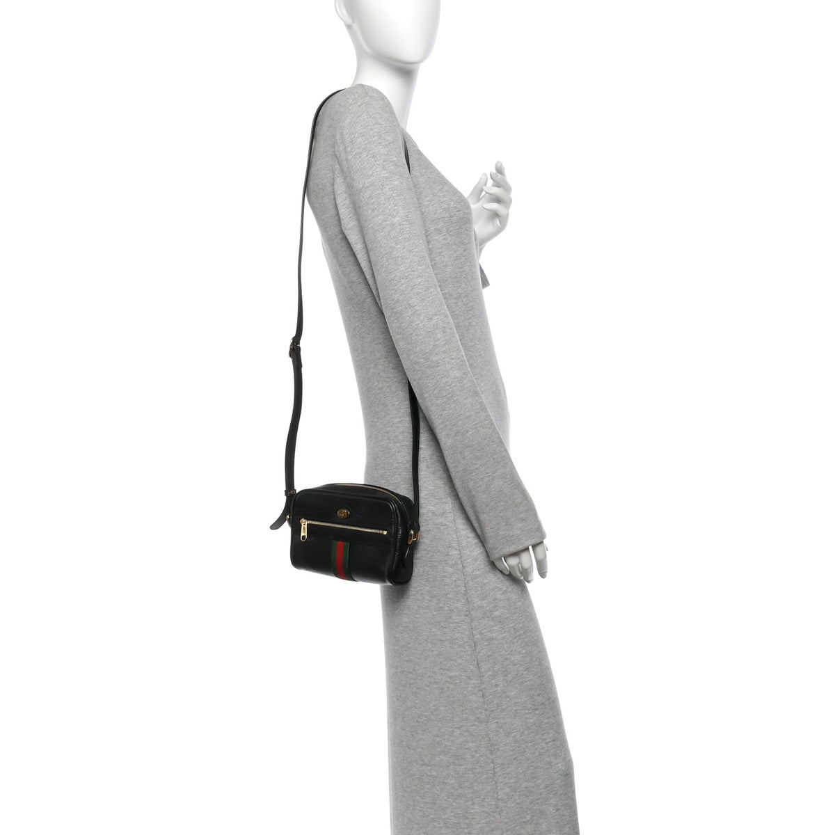 Calfskin Web Mini Ophidia Shoulder Bag Black